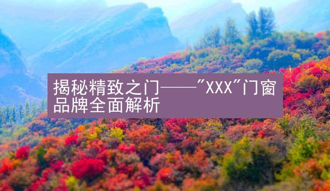 揭秘精致之门——"XXX"门窗品牌全面解析